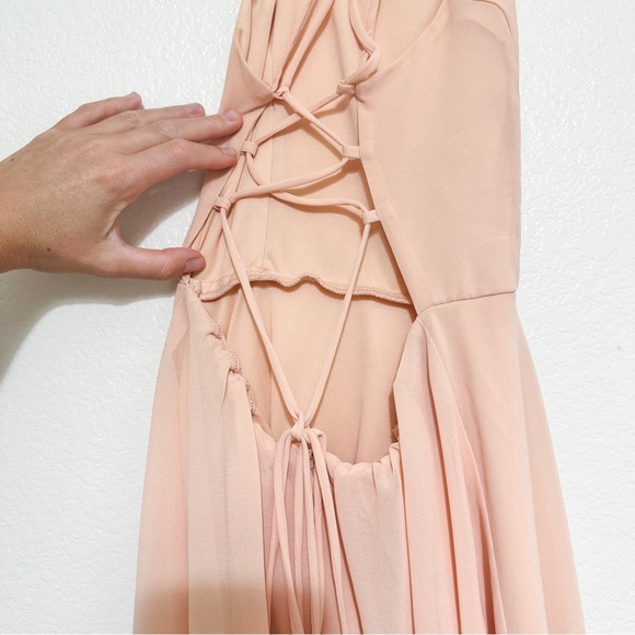 Lulus Good Deeds Blush Pink Lace-Up Dress Size S - Picture 7 of 9